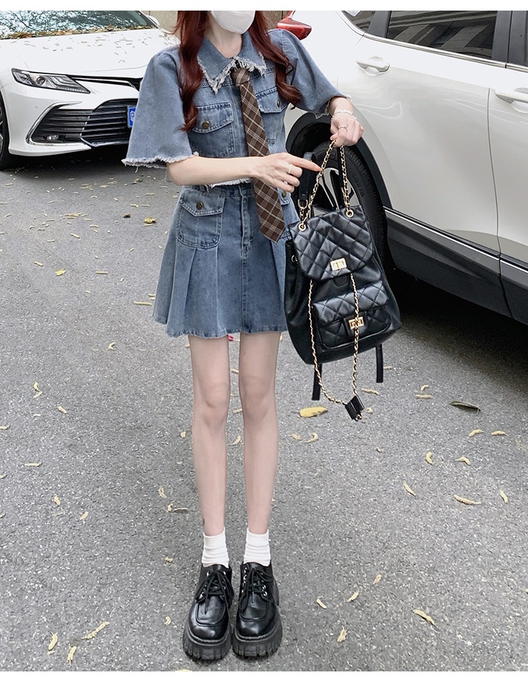 Set Áo Khoác denim Và Chân Váy Phong Cách Cổ Điển Thanh Lịch Dành Cho Nữ