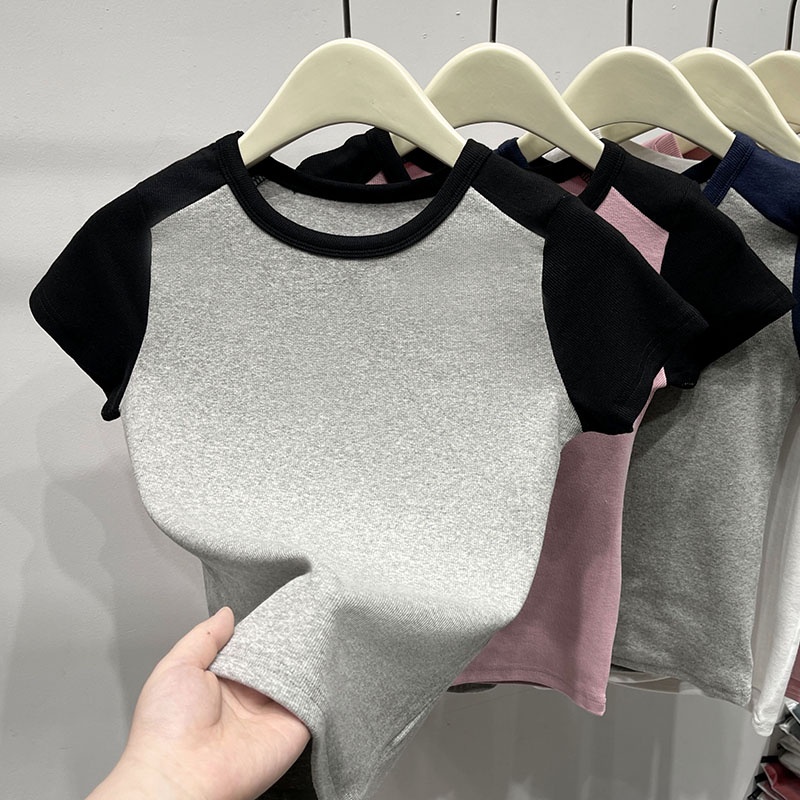 Áo Thun Dáng Ôm Phối Màu Tương Phản Thời Trang Mới 62557