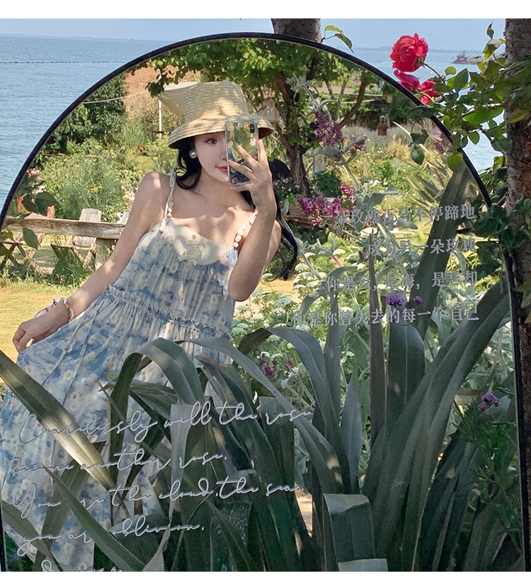 Đầm Hai Dây Họa Tiết Tranh Sơn Dầu Phong Cách Mùa Hè Mới 64228