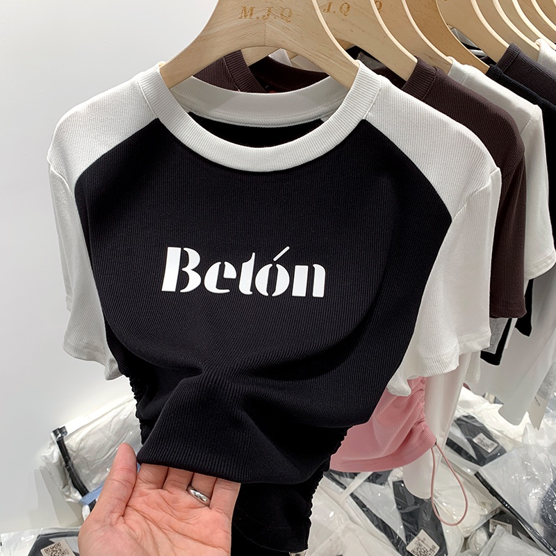 Áo Thun Tay Ngắn Rút Dây In Chữ Nhiều Màu Sắc Thời Trang Cho Nữ 62940