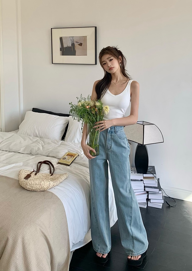 Quần Jean Ống Rộng Lưng Cao Theo Phong Cách Retro Mùa Hè Kiểu Mới 65747