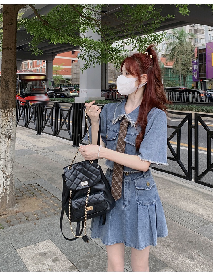 Set Áo Khoác denim Và Chân Váy Phong Cách Cổ Điển Thanh Lịch Dành Cho Nữ