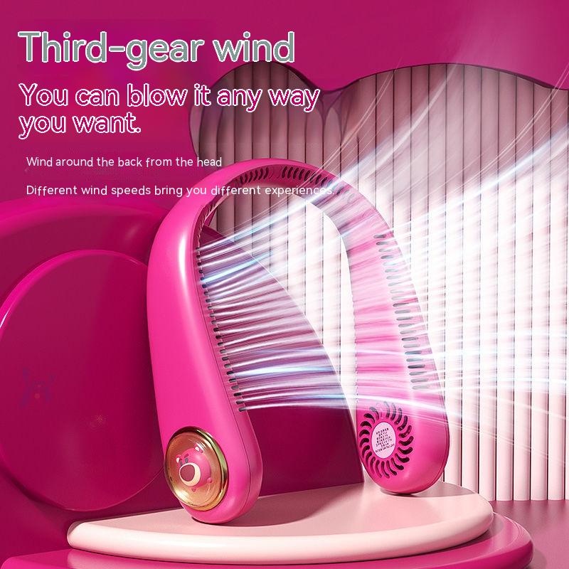 Quạt Treo Cổ Nhỏ Gọn Ba Chế Độ Pin Dài Điều Chỉnh Được Họa Tiết Disney