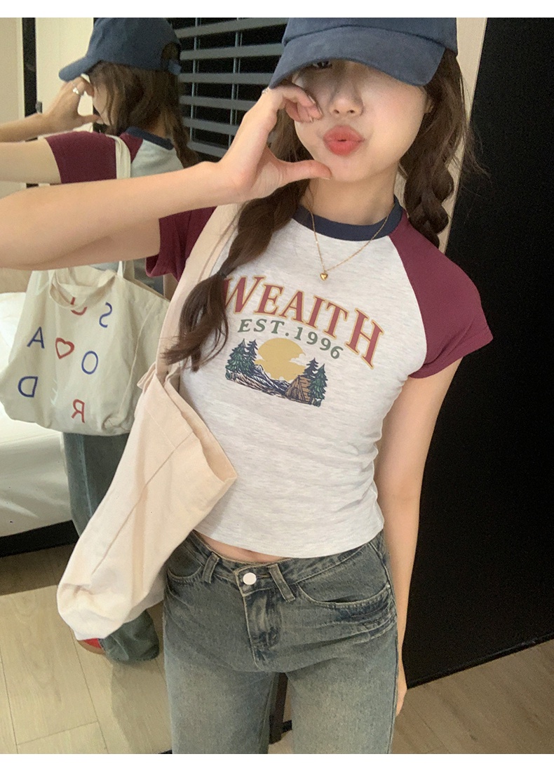 Áo Thun Raglan Tay Ngắn Dáng Ôm Phong Cách Hàn Quốc Thời Trang Mùa Hè Hàng Mới 64536