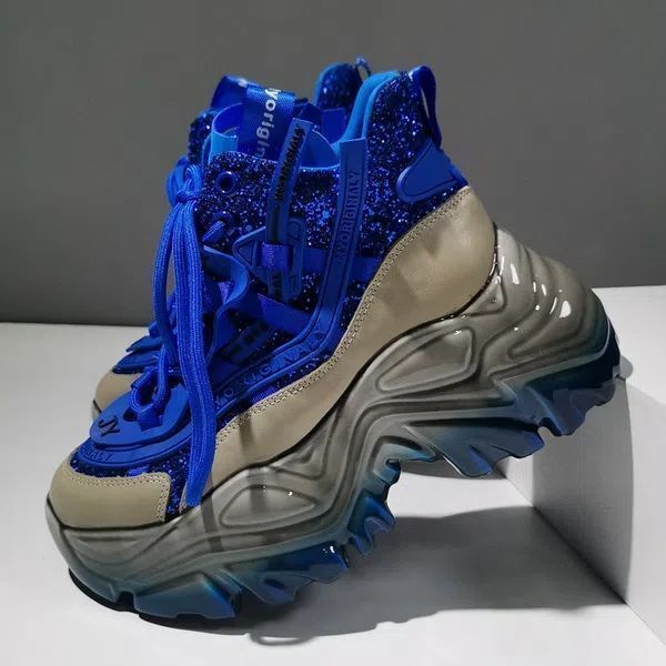 ✨Giày Thể Thao Đế Dày Tăng Chiều Cao Đính Kim Sa Thời Trang Mùa Xuân 2023 Phong Cách Châu Âu Mới