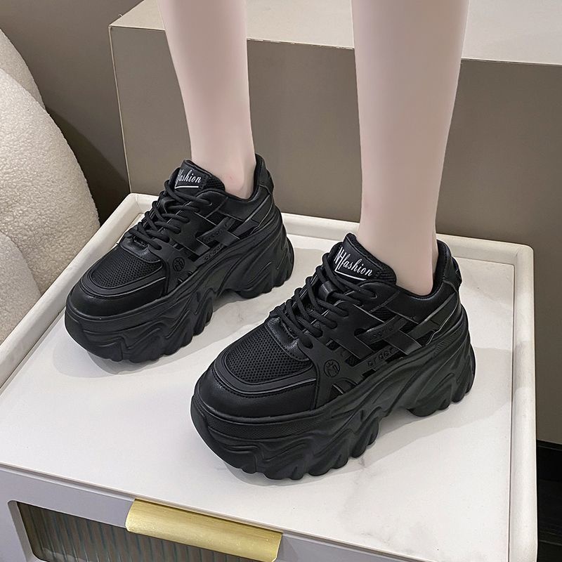 ✨ Giày Thể Thao Đế Dày 8cm Phối Lưới Thoáng Khí Thời Trang Xuân Thu Cho Nữ