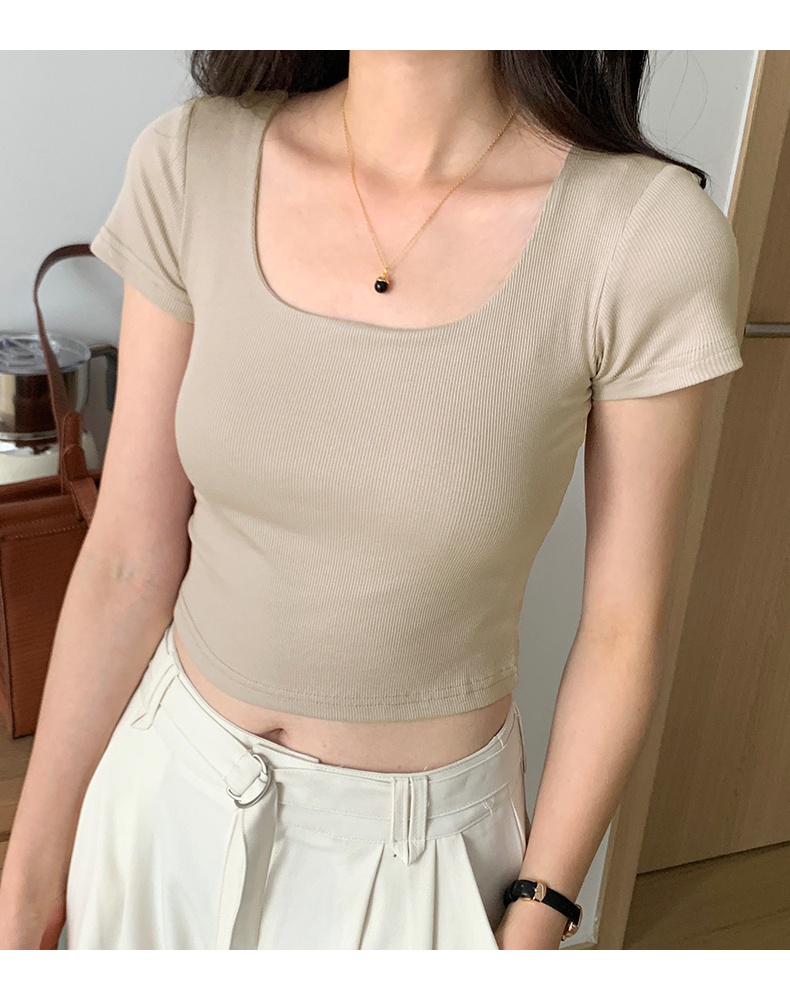 Áo Tay Ngắn Cổ Vuông Mỏng Vừa Vặn Phong Cách Mới 62888