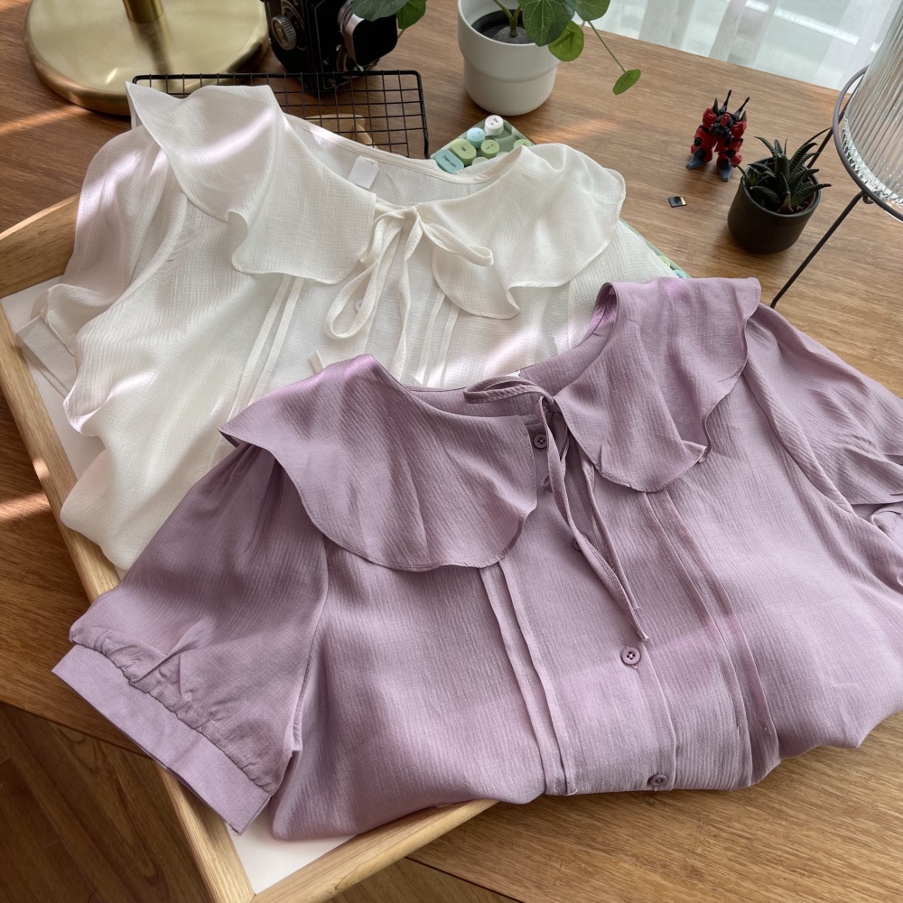 Áo Sơ Mi chiffon Cổ Búp Bê Thiết Kế Bèo Thời Trang Mùa Hè Hàng Mới Dành Cho Bạn Nữ