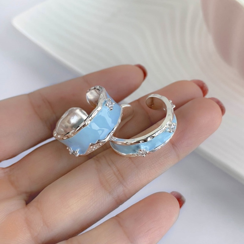 Nhẫn Cặp Màu Xanh Da Trời Thiết Kế Đơn Giản Sang Trọng Thời Trang