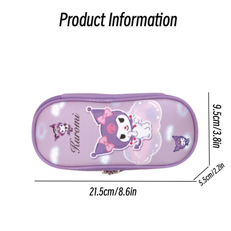 SANRIO Túi Đựng Bút Bằng Da PU Có Khóa Kéo In Hoạt Hình Kuromi Melody Dễ Thương Cho Bé