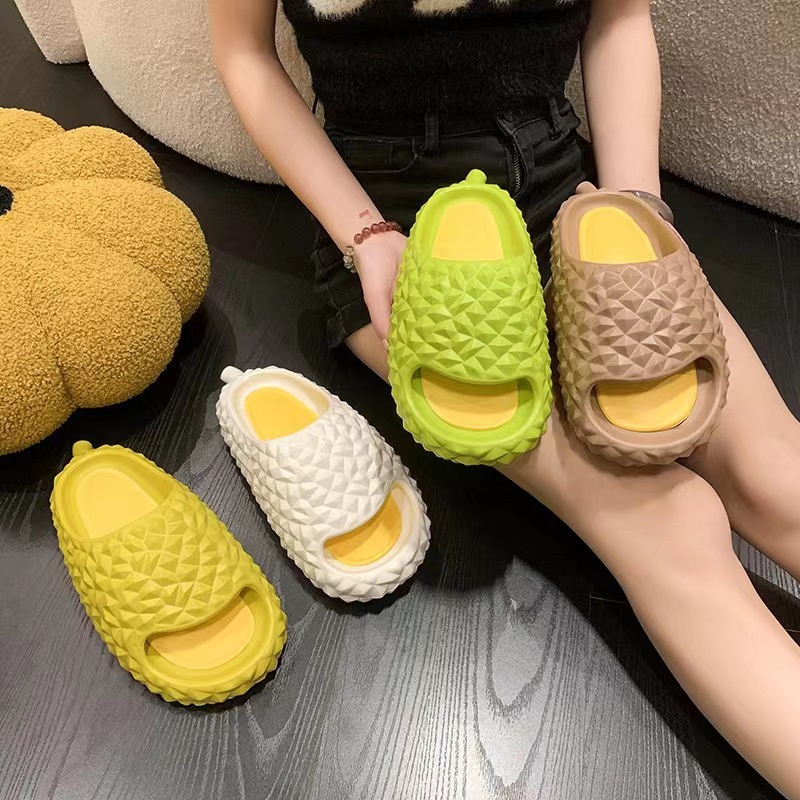 Dép sầu riêng đế mềm, dép bánh mỳ hình sầu riêng cực cute, dép văn phòng dễ thương