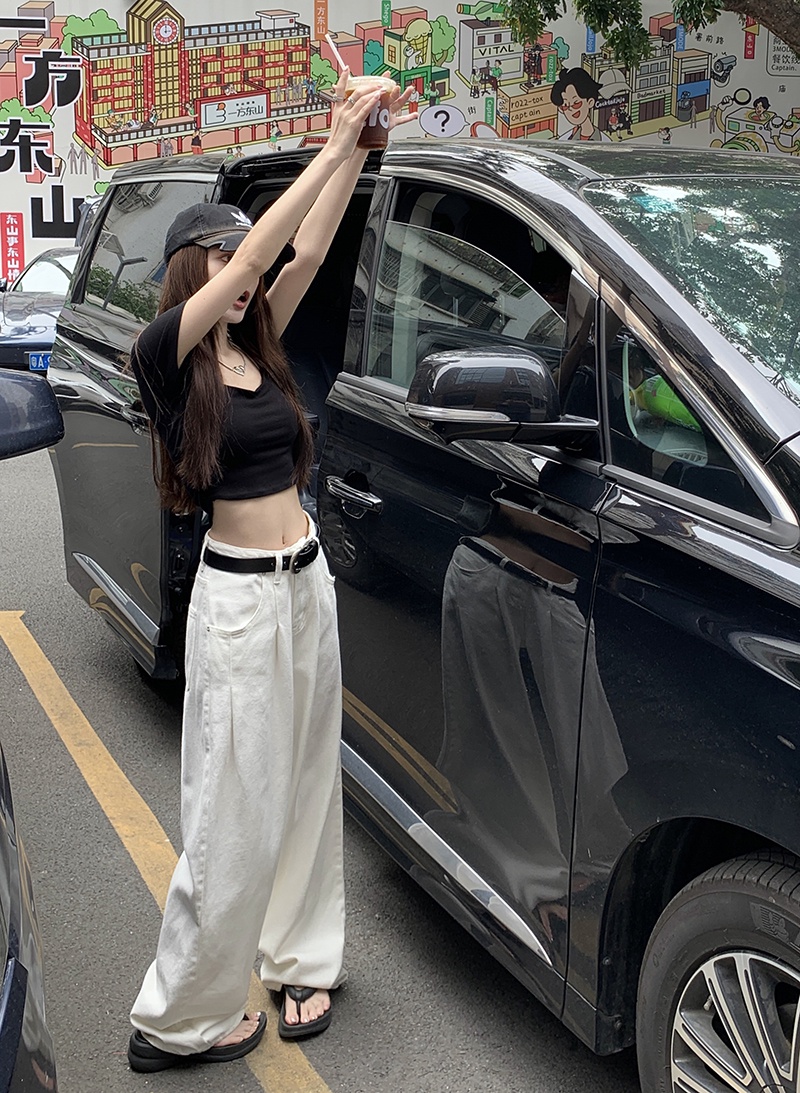 Quần Jeans Ống Rộng Lưng Cao Thời Trang Cá Tính 64762