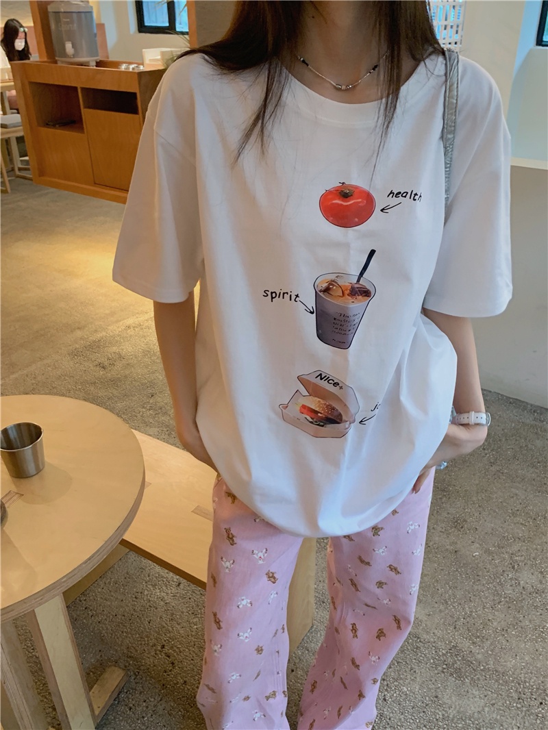 Áo Thun Dáng Rộng In Họa Tiết Vui Nhộn Phong Cách Hàn Quốc Thời Trang Mùa Hè Hàng Mới 64321