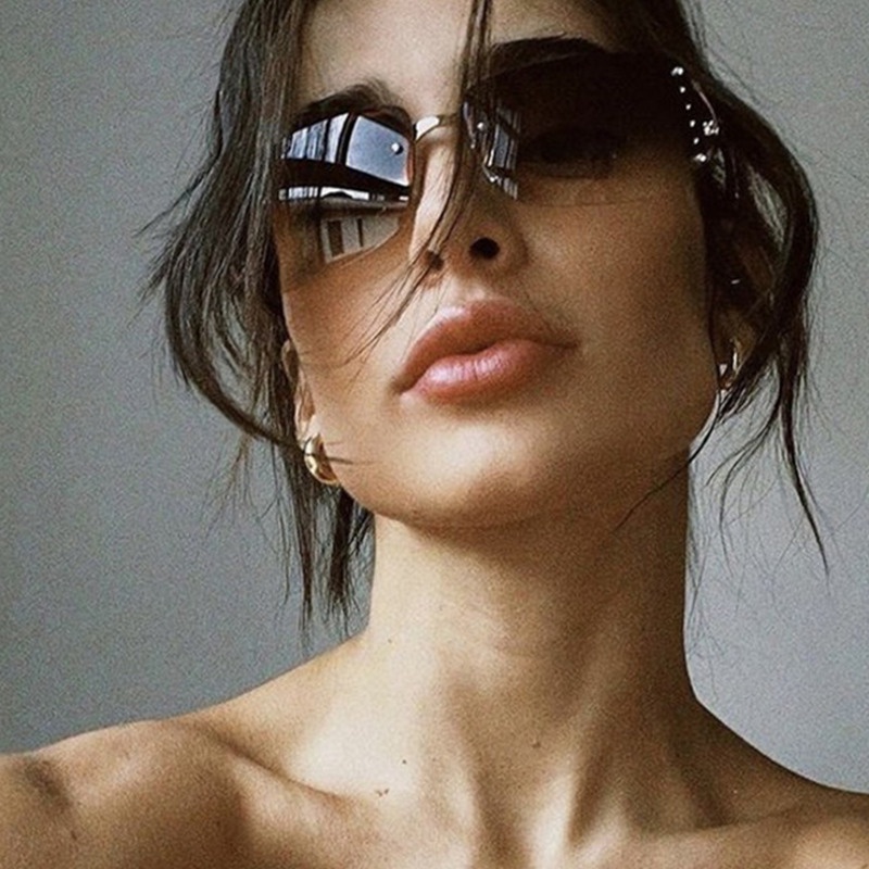 Kính Mát Không Gọng Y2K Đính Kim Cương Giả Phong Cách Đường Phố retro Cho Nữ