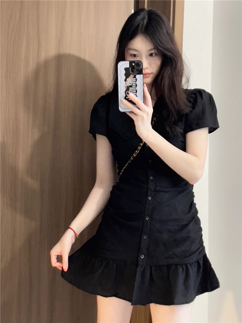 Đầm Cổ Chữ V Phối Bèo Nhún Phong Cách Pháp 65184