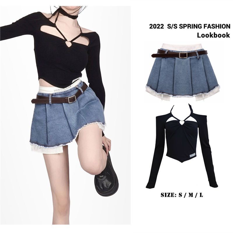 Set 2 món, Váy Ngắn, Váy Xếp Nếp+áo Tình Yêu, sexy, cute, váy cho nữ, trẻ trung