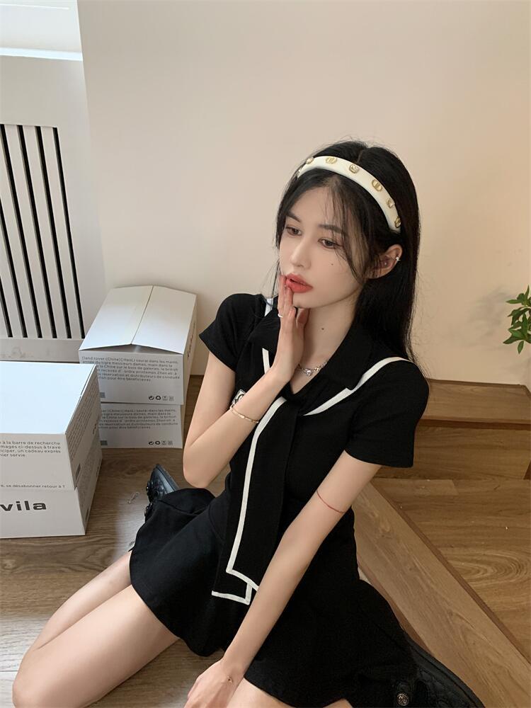 Đầm Ngắn Ôm Dáng Màu Xanh navy Thời Trang Dành Cho Nữ