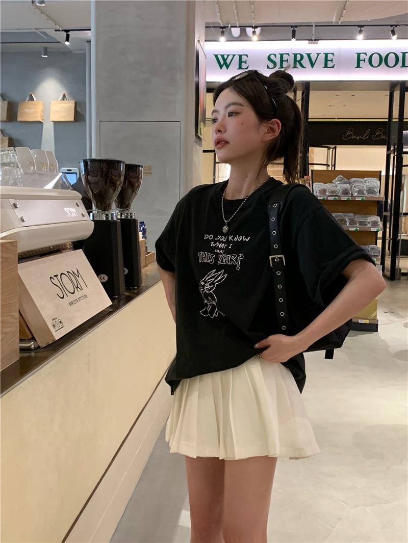 Áo Thun NgắN Tay In HìNh Thỏ Đen 65013