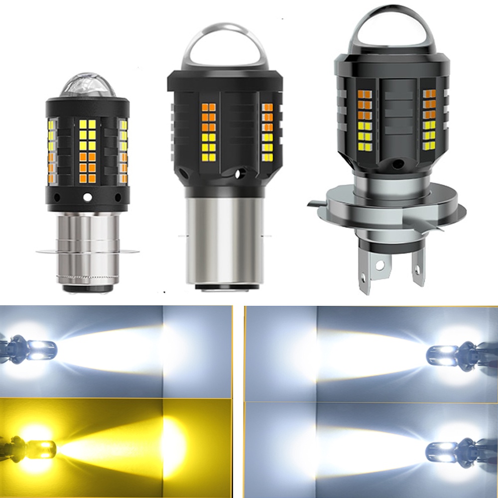 Bóng Đèn Pha LED H4 8000Lm H6 BA20D P15D Ánh Sáng Trắng / Vàng 12V Chuyên Dụng Cho Xe Máy