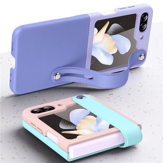 Hàn Quốc Đơn Giản Sang Trọng Khối Màu Dây Đeo Cổ Tay Giá Đỡ Dành Cho Samsung Galaxy Z Flip 5 6 Z Flip 5 Zflip 6 Flip5 Vỏ Chống Sốc