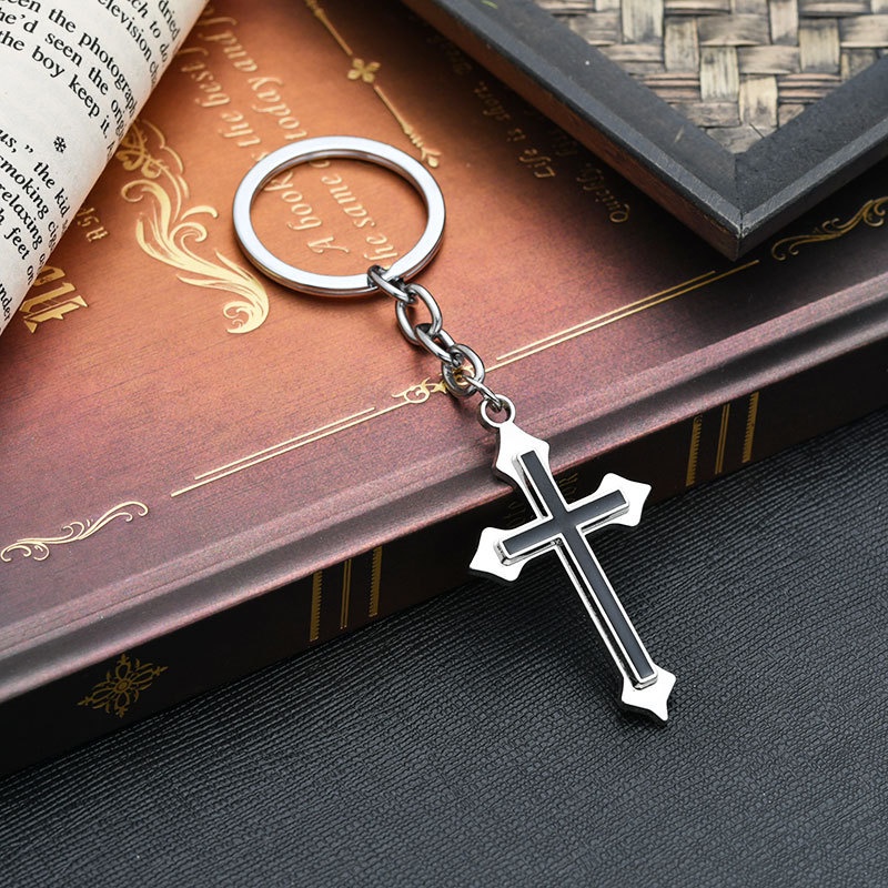 1 Móc Khóa Hình Thánh Giá Bằng Thép Không Gỉ