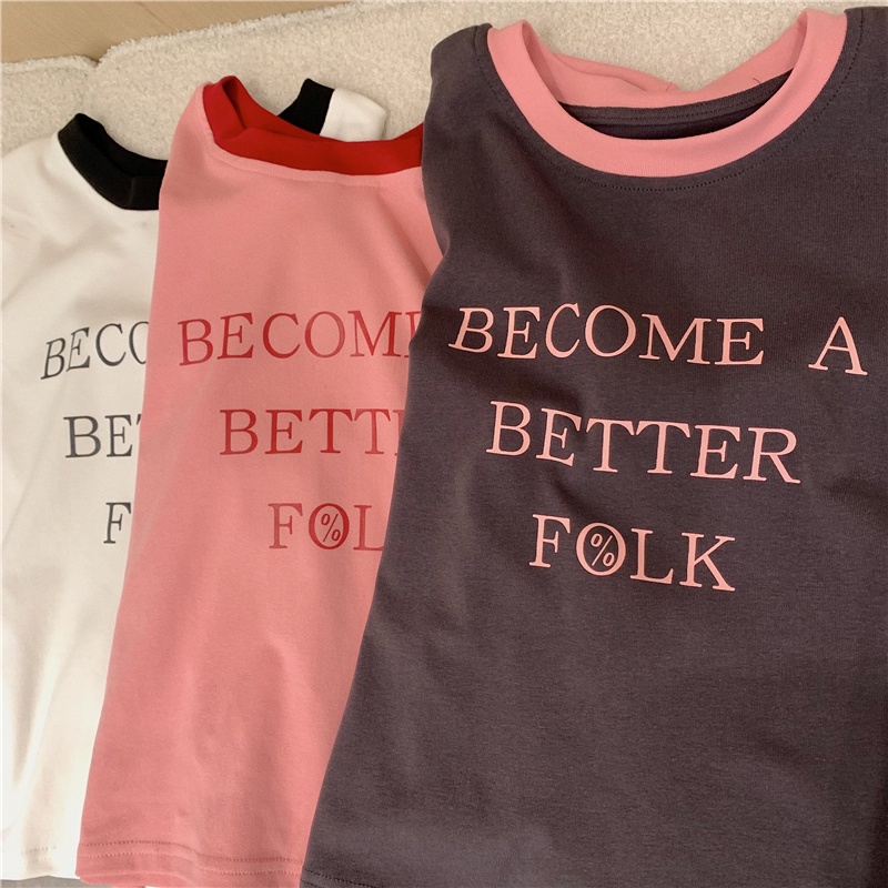 Áo Thun Cotton Ngắn Tay In Chữ Thời Trang Mùa Hè Cá Tính 64184