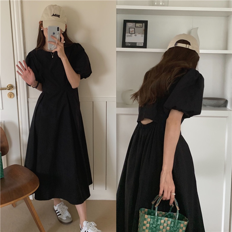 Đầm Tay Ngắn Dáng Ôm Màu Trơn Thời Trang 64111