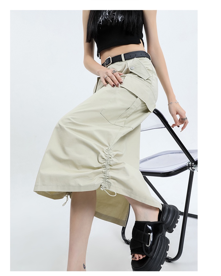 Chân Váy Túi Hộp Dáng Suông Xẻ Tà Lưng Phối Dây Rút Kiểu Retro Thời Trang Mùa Hè 64387