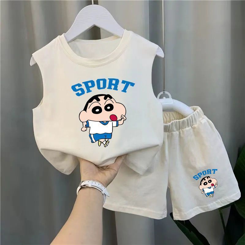 Bộ Áo Sát Nách In Hoạt Hình Doraemon Kiểu Phương Tây Thời Trang Mùa Hè Cho Bé Trai