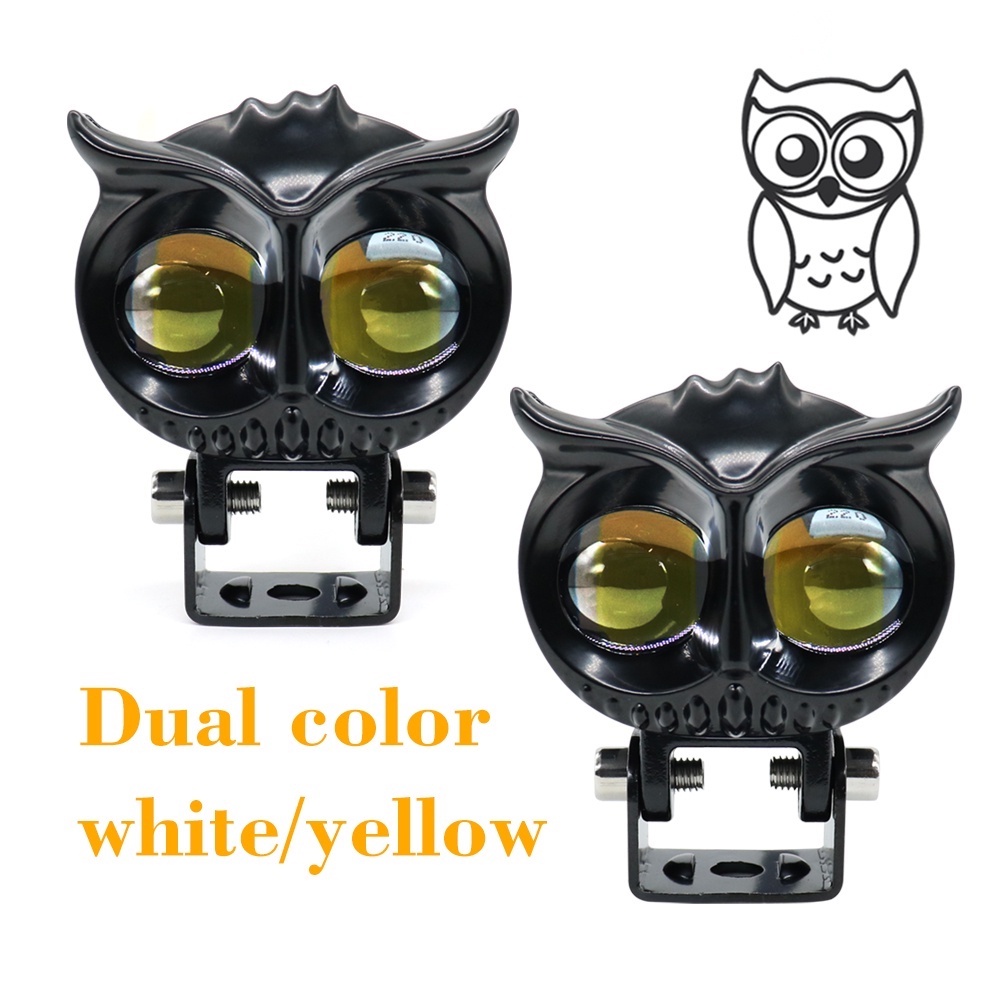 Đèn Pha LED Mini Hai Màu Sắc Hình Cú Mèo Nâng Cấp 2023 Cho Xe Hơi / Xe Máy