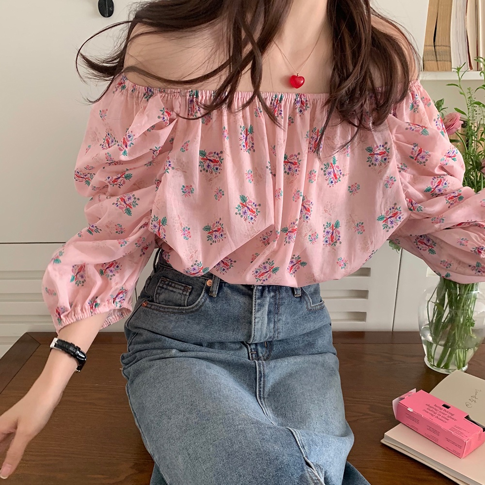 Áo Sơ Mi Xếp Ly Cổ Phẳng Hoa 62228