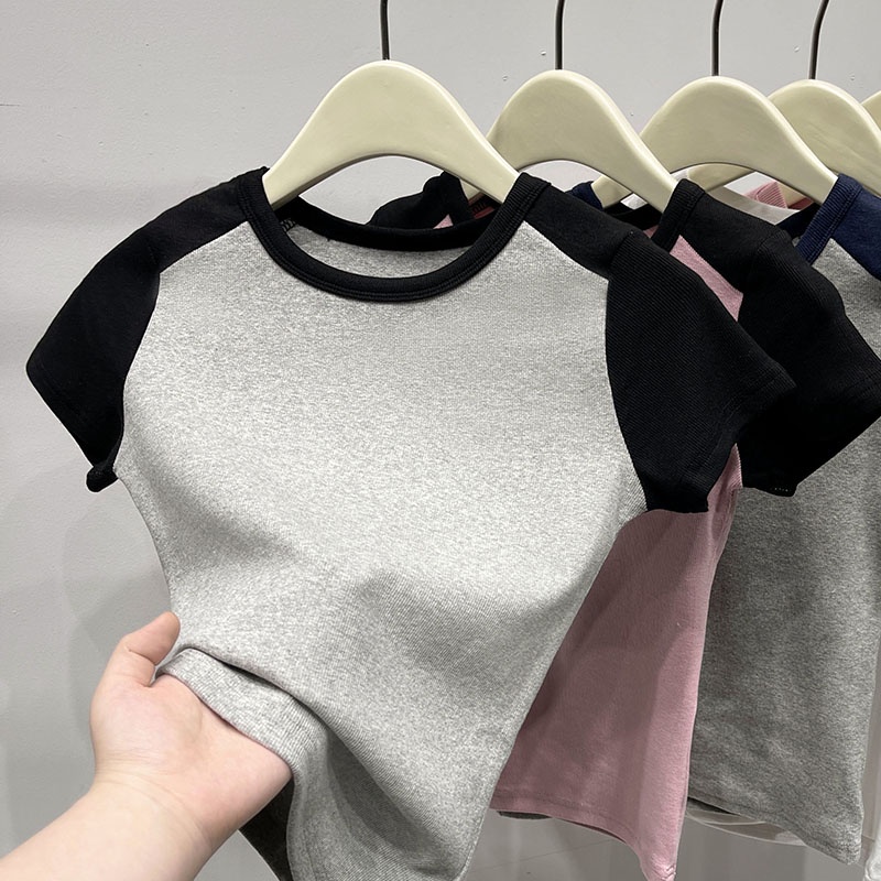 Áo Thun Dáng Ôm Phối Màu Tương Phản Thời Trang Mới 62557