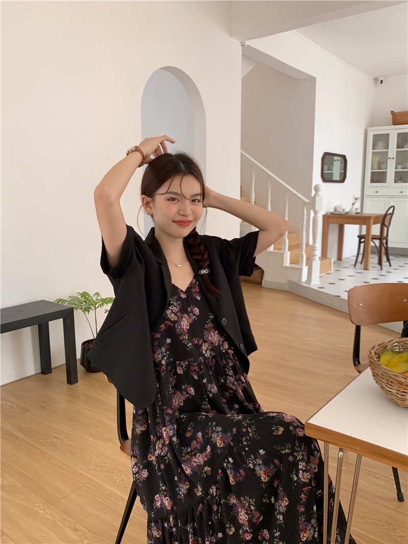 Đầm Hoa Hai Dây Kèm Thắt Lưng Phong Cách Retro Hàn Quốc 65576