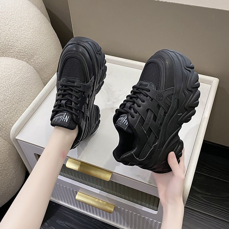 ✨ Giày Thể Thao Đế Dày 8cm Phối Lưới Thoáng Khí Thời Trang Xuân Thu Cho Nữ