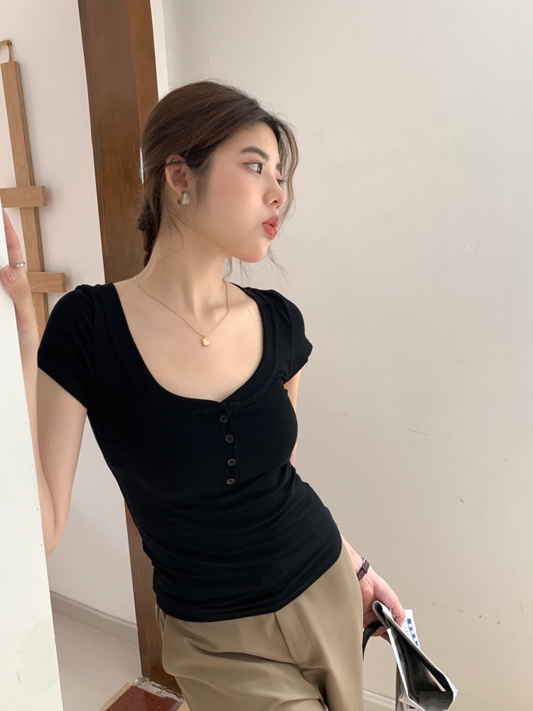 Áo Thun Cổ Cao Dáng Ôm Thời Trang Mùa Hè Phong Cách Mới 64297