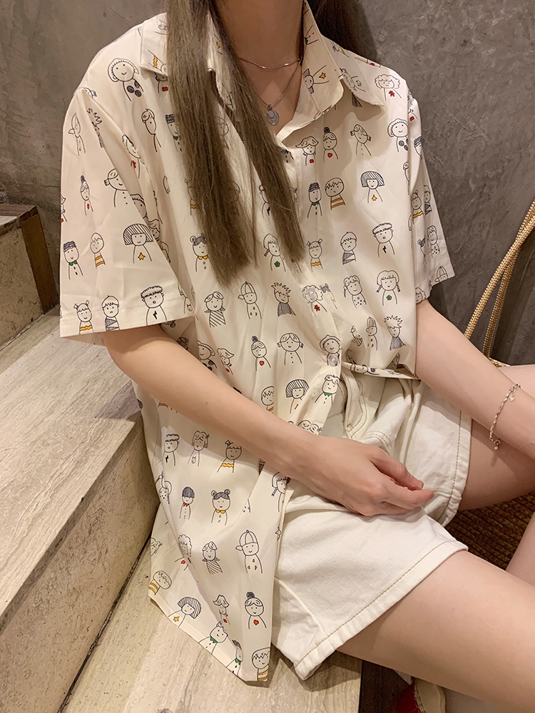 Áo Thun Dáng Rộng Ngắn Tay In Hoạt Hình Thời Trang Cá Tính 64567