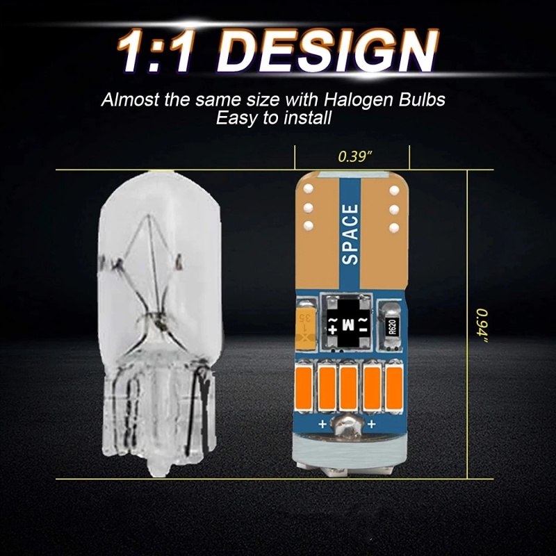 Set 10 / 2 Đèn LED T10 W5W 4014 15SMD 12V 6000K Ánh Sáng Trắng Dành Cho Ô Tô