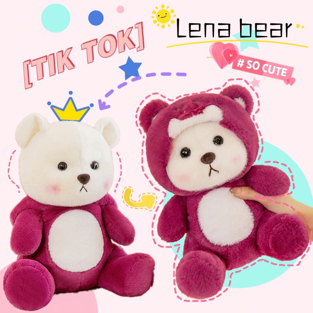 ✨Lena TeddyTales✨ 45cm Lena Bear Gấu bông Dâu Tây Cosplay Lena Búp bê sang trọng Gấu bông Đồ chơi sang trọng Bạn gái Quà tặng giáng sinh Quà tặng sinh nhật ngày lễ tình nhân