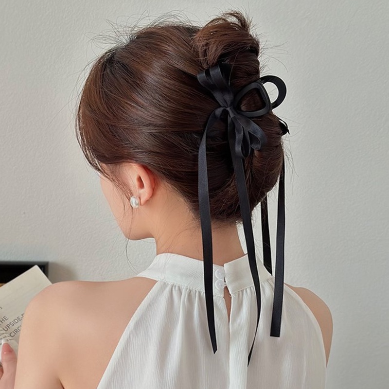 Kẹp Tóc Hình Cá Mập Thắt Nơ Ruy Băng Đơn Giản Đa Năng