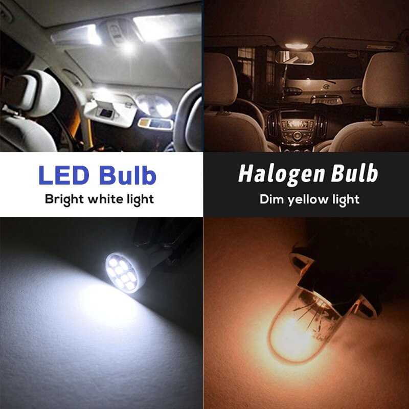 Set 10 Đèn LED T10 W5W 5W5 12V 7000K 1206 8 SMD Ánh Sáng Trắng Siêu Sáng Dành Cho Ô Tô
