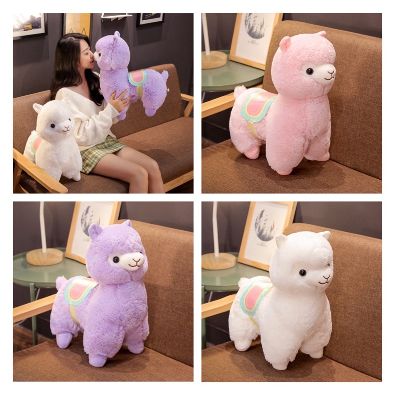 Đồ chơi nhồi bông Hình Lạc Đà Alpaca Mềm Mại 50cm Bằng Pp Cotton Pp Màu Hồng / Trắng / Tím Cho Bé