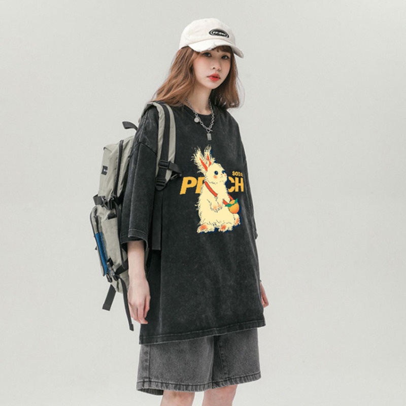 Áo Thun Ngắn Tay In Họa Tiết Hoạt Hình Xinh Xắn Theo Phong Cách Hàn Quốc