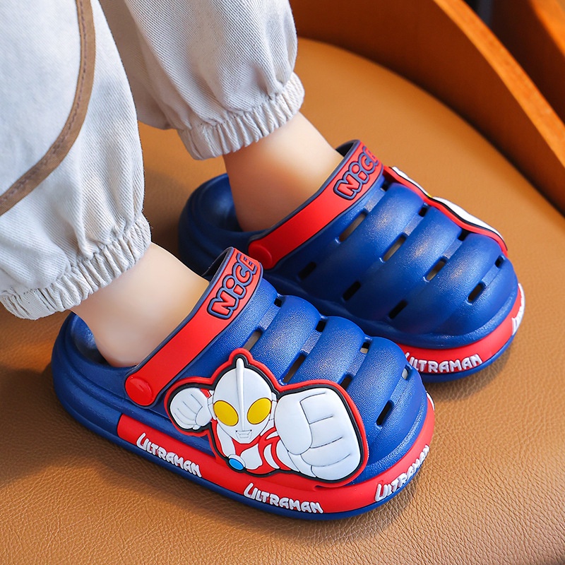 Dép Sandal Đục Lỗ Thoáng Khí Chống Trượt In Hình Ultraman Thời Trang Mùa Hè Cho Bé Trai Và Gái