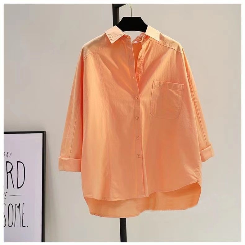 Áo Sơ Mi Nữ Tay Dài Dáng Rộng RENJIANVSHENG Phong Cách Hàn Quốc Dễ Phối Đồ