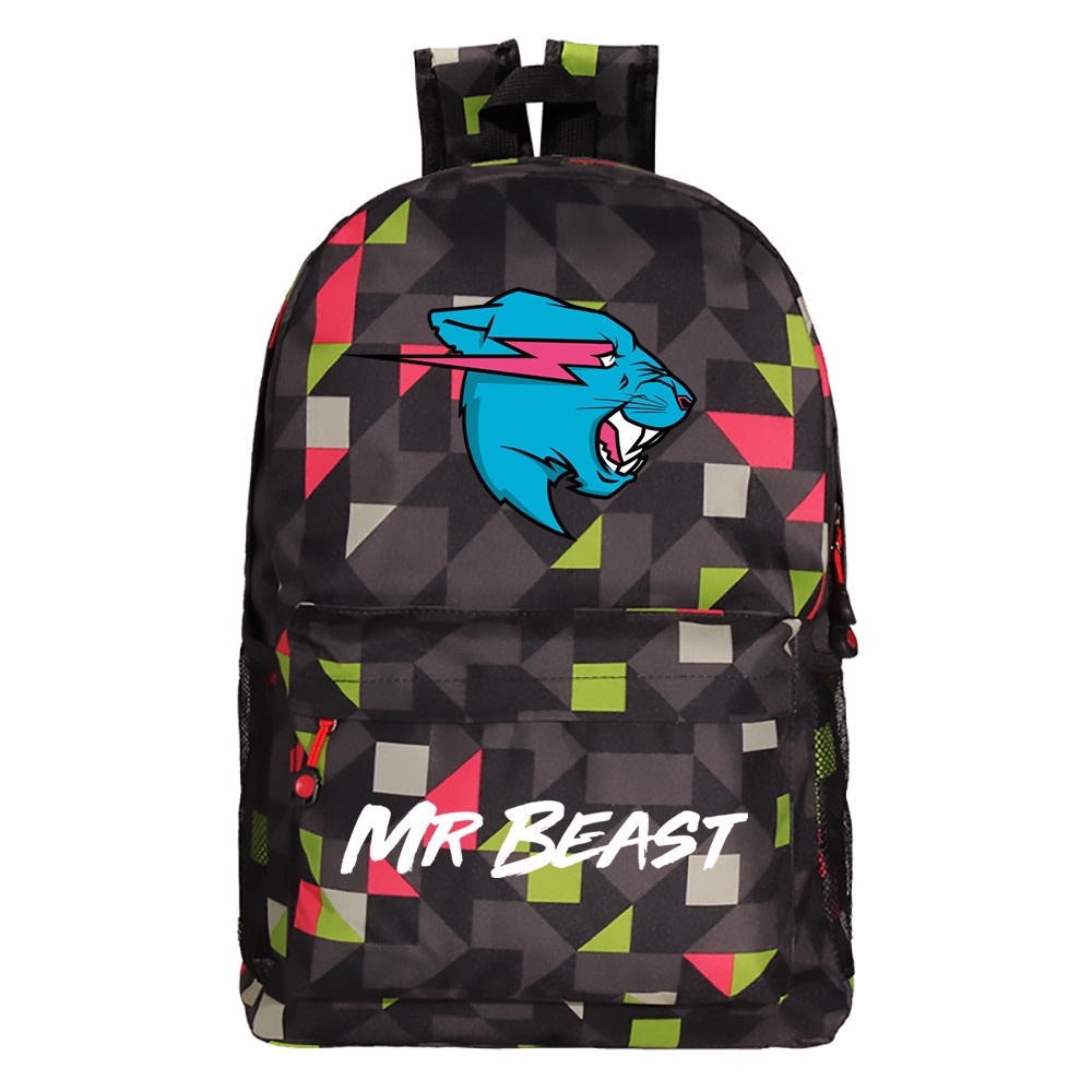 Mr Beast Balo Cỡ Lớn Thoáng Khí Có Khóa Kéo In Hình Mèo Tia Chớp Trẻ Trung