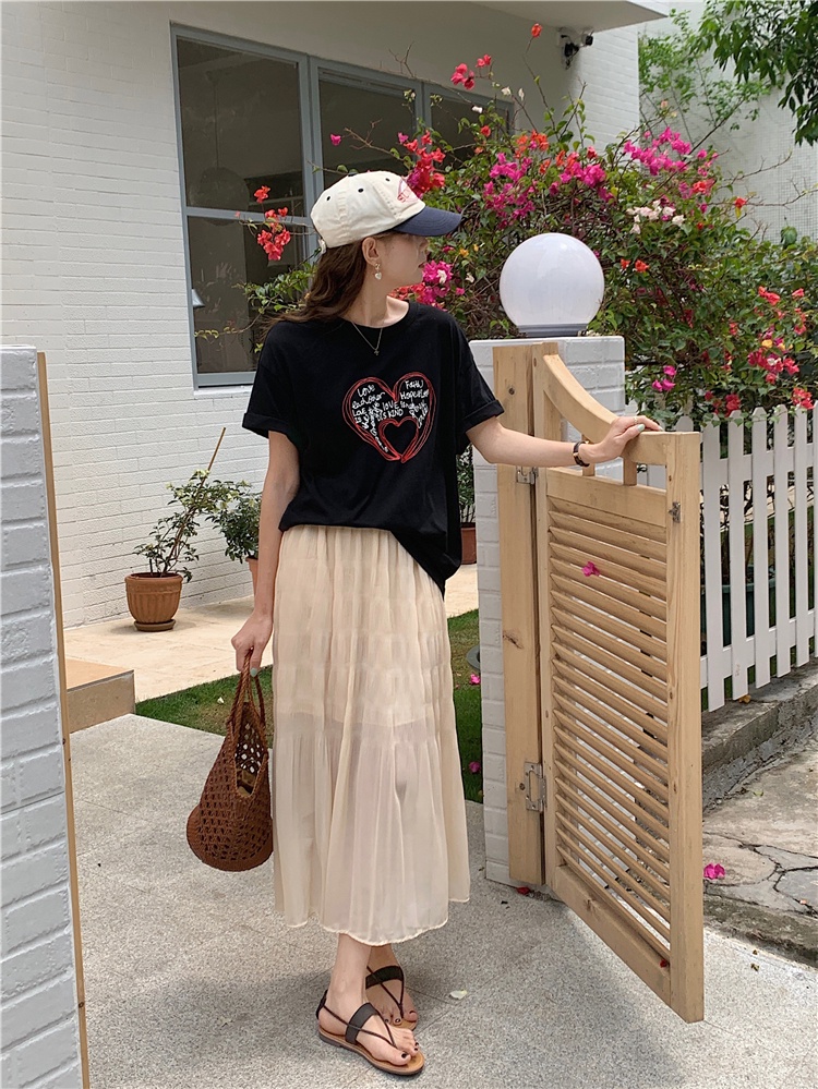 Chân Váy Chiffon Chữ a Lưng Cao Xếp Ly Màu Trơn Phong Cách Preppy Thời Trang Mùa Hè Hàng Mới 63005