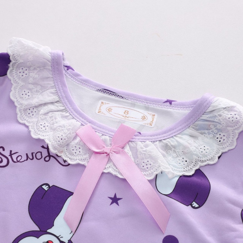 Váy ngủ đồ ngủ gấu dâu Lotso Cho Bé Gái Đầm Ngủ In Hình Kuromi Dễ Thương Váy Pijama Cho Bé Gái