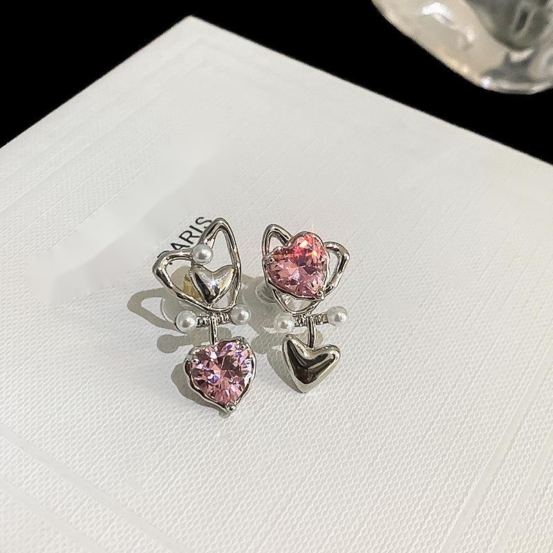 Khuyên Tai Trái Tim Đính Đá Thời Trang Nữ Tính