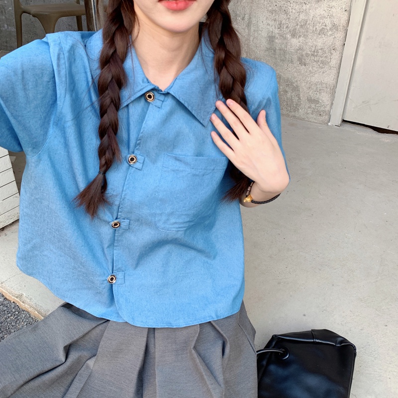 Áo Sơ Mi Nữ Tay Ngắn Dáng Rộng Phong Cách Hàn Quốc Thời Trang