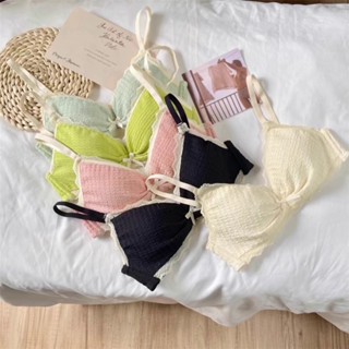  G phong cách mới gắp đồ lót nữ ren gợi cảm thoải mái cúp mỏng không dây thanh niên cô gái áo ngực đáng yêu nơ đẩy lên đồ lót liền mạch nữ bralette 